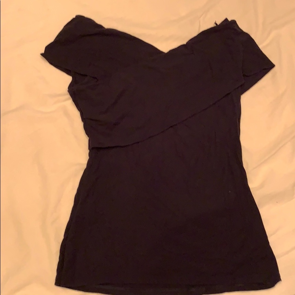 Theory off the shoulder cotton shirt